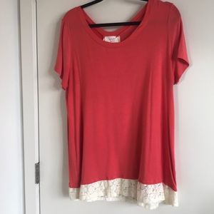 Cotton and Lace coral top